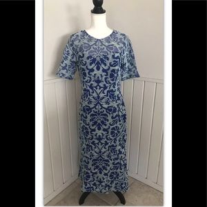 JS COLLECTIONS WOMEN'S SHEATH DRESS BLUE SIZE 10 FORMAL PARTY WEDDING PRE-OWNED
